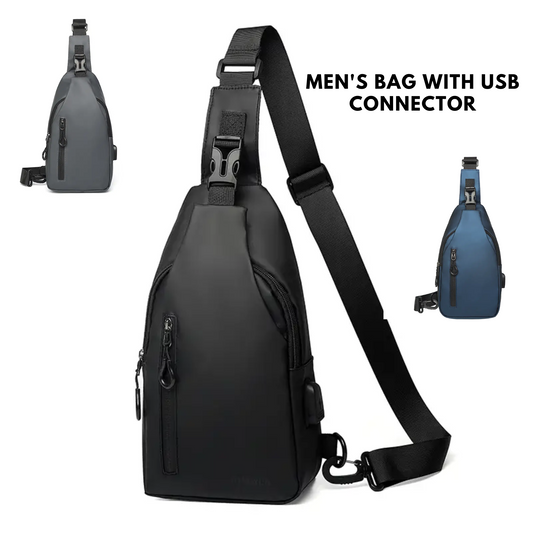 Men's Bag, Sling Bag Shoulder Backpack Chest Bags Crossbody Daypack With USB Cable For Hiking Camping Outdoor Trip, Black